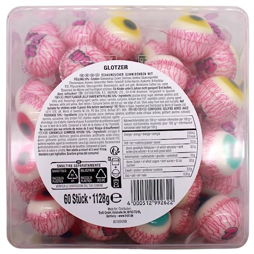 Trolli Glotzer 60 x Schaumzucker-Gummibonbon mit Super Saure Füllung 2