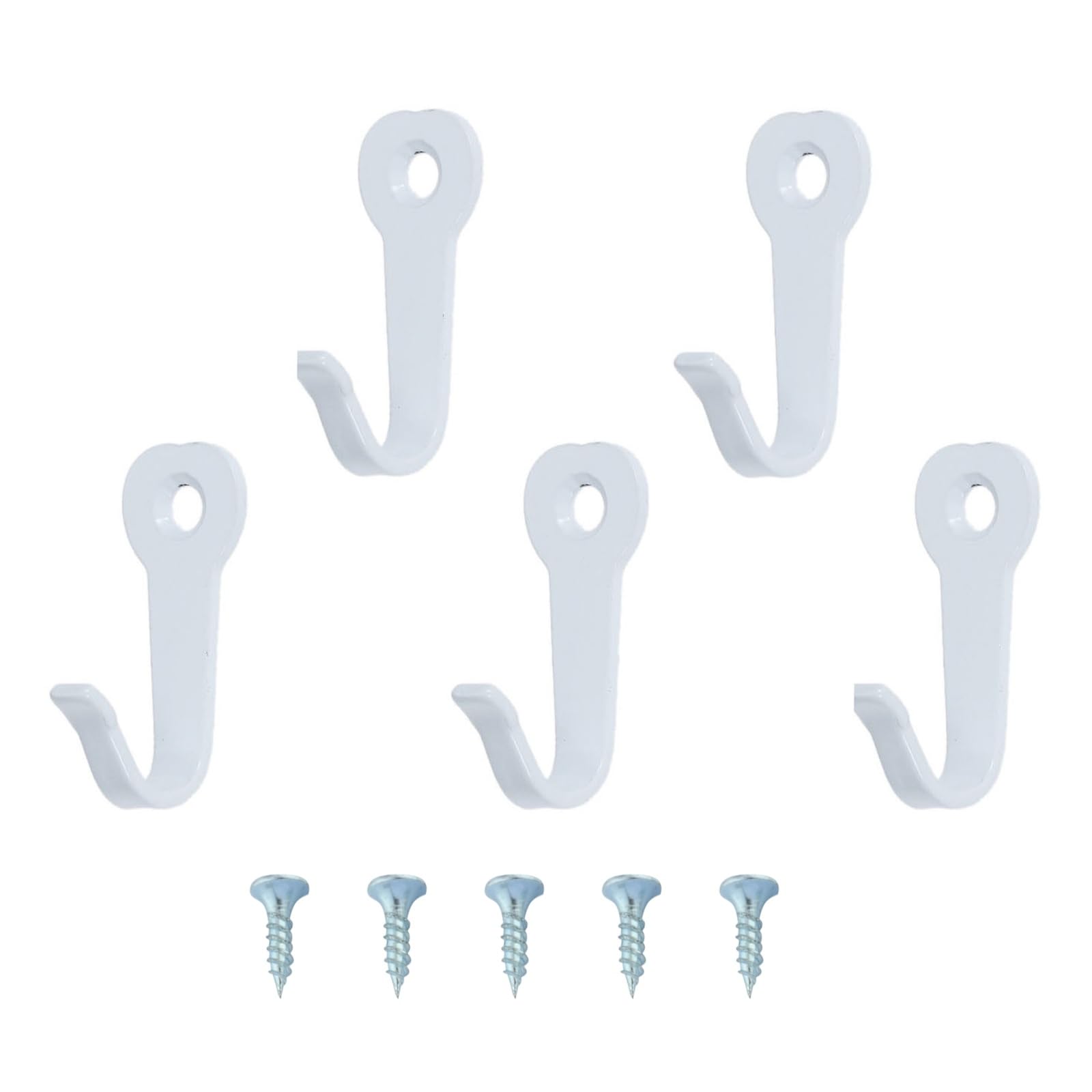 Liozdmd White Home Furnishings 5Pcs Mini Hooks Hangers Black/White/Silver Wall Mounted Key Coat Bag Hat Hanger Clothes Bathroom Kitchen Hanging W/Screws(White)