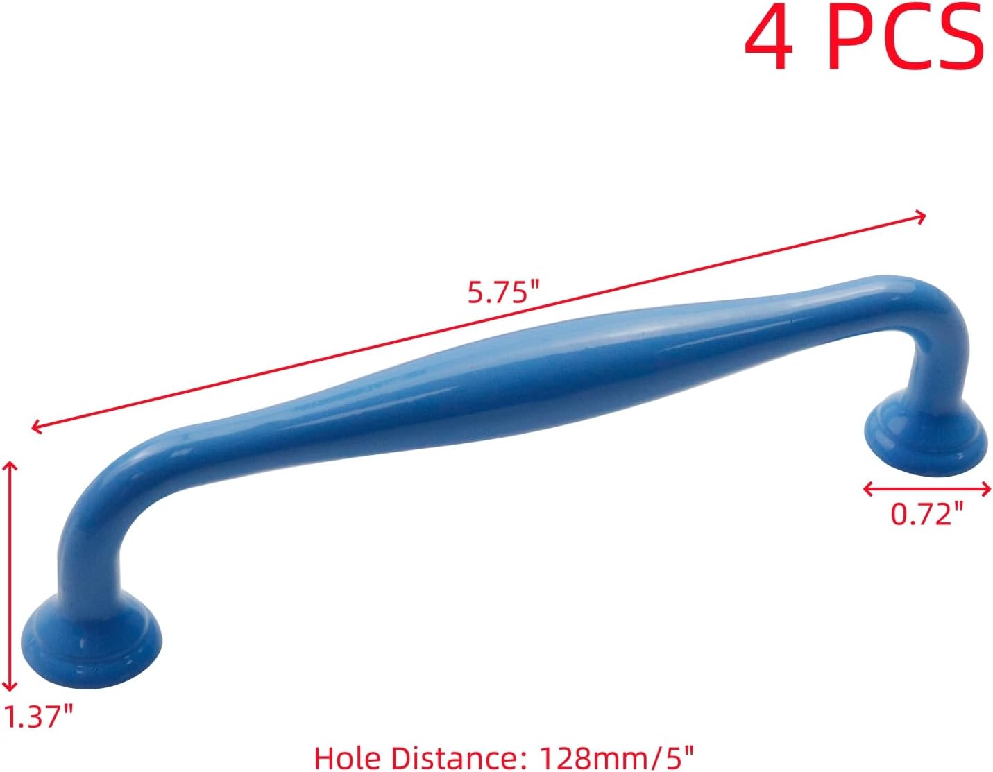 Oedema 5"(128mm) Hole Centers Drawer Pulls Blue Kitchen Cabinet Handles Aluminum Alloy 6.37" Length Cabinet Hardware for Kitchen, Bathroom, Playhouse, 4 Pack
