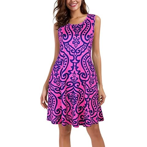 LE VONFORT Women's Damask Tunic Top, Holiday Wear Boutique Sundresses for Legging Pink X-Large Cover