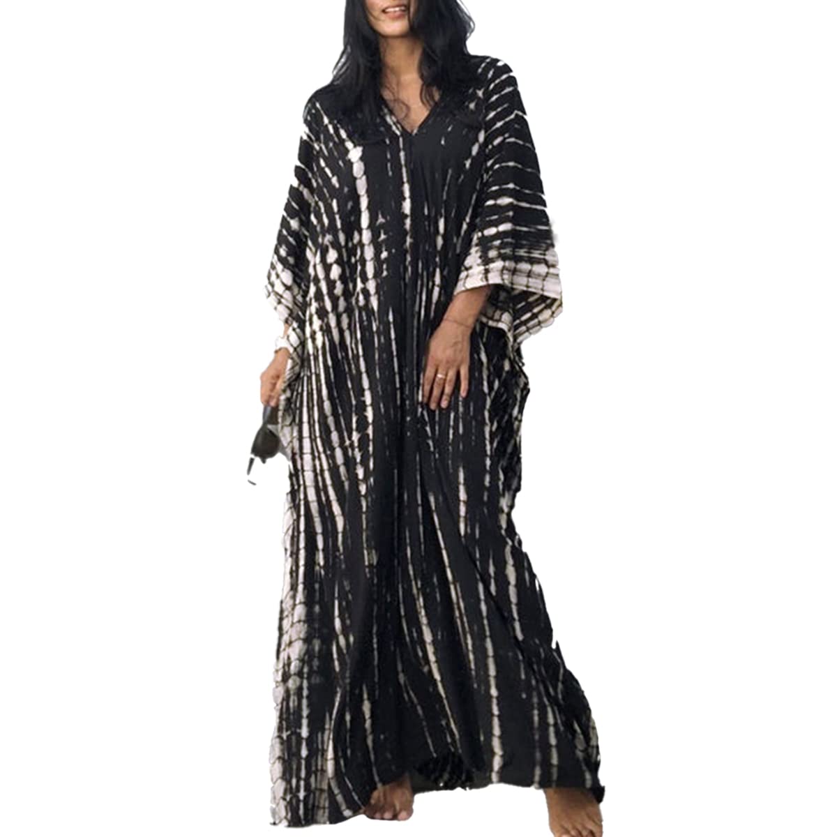 Snyemio Kaftan Vestido Largo Playero Mujer Maxi Pareo Verano Tunica Boho Talla Grande Kimono Estampado
