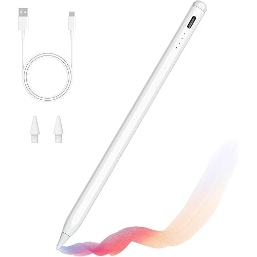 Stylus Pen for iPad with Palm Rejection & Fast Charge, Active Pencil Compatible with Apple iPad Pro (11/12.9 Inch), i Pad Air 3/4/5, i Pad 10/9/8/7/6, i Pad mini 5/6 - White