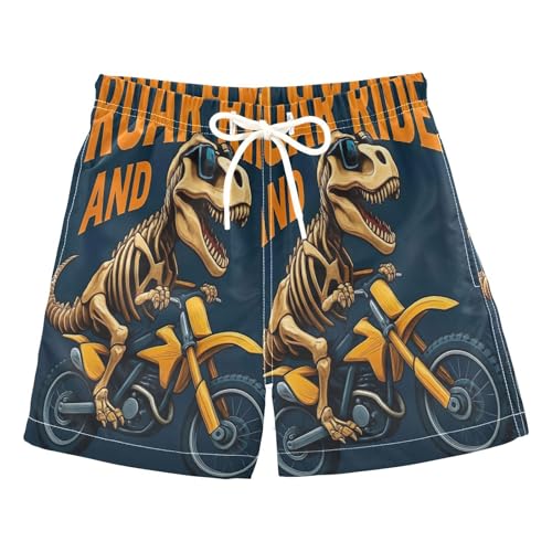 Swimming Shorts for Boys, Anti Chafe Swim Trunks for Boys 2 T, Rex Dinosaur Skeleton