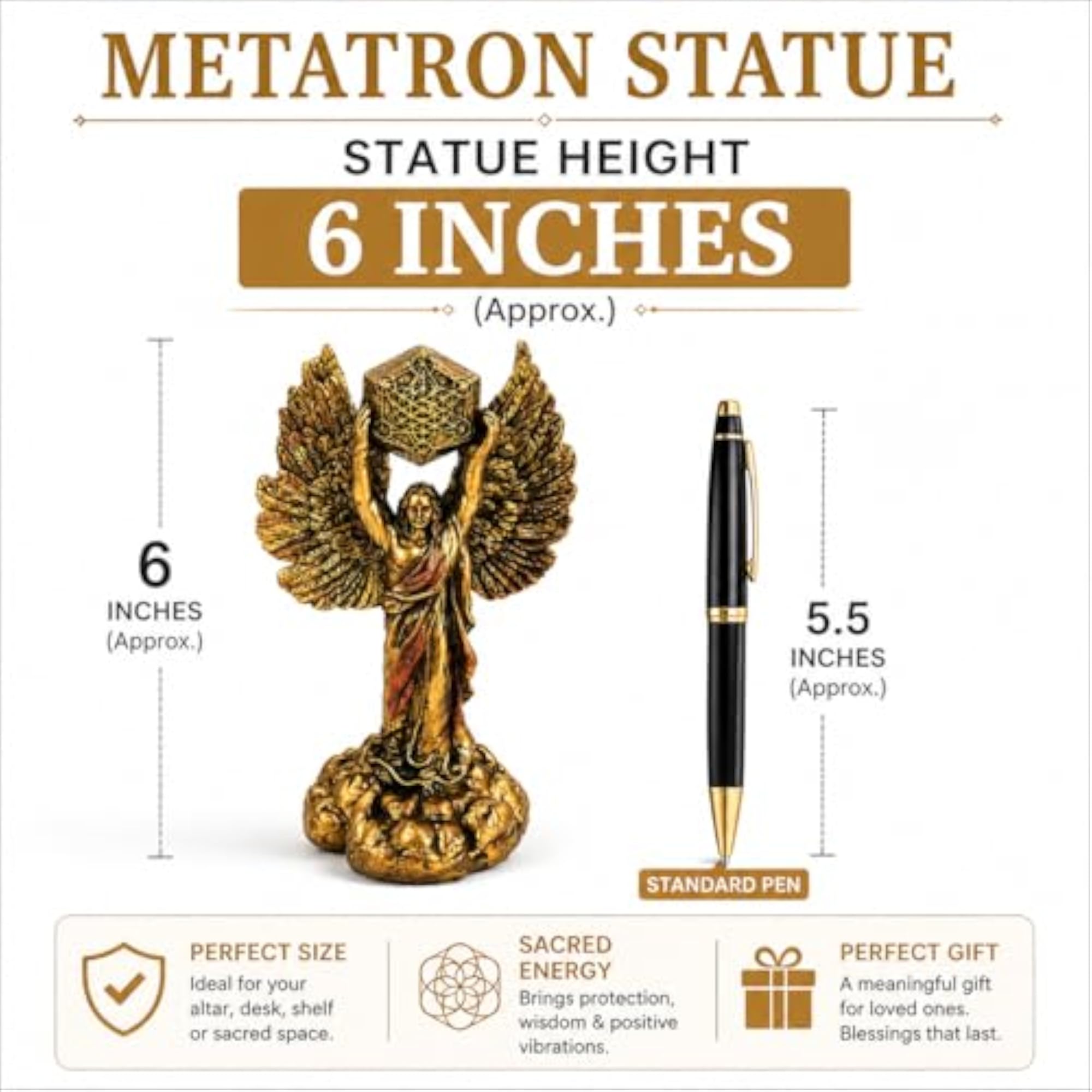 Archangel Metatron Statue 6 Inch Polyresin
