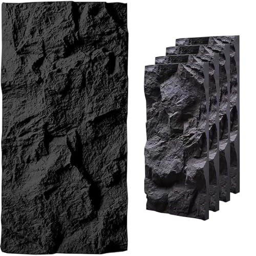 Paneles exteriores decorativos de piedra 3D revestimiento pared impermeable texturizado negro