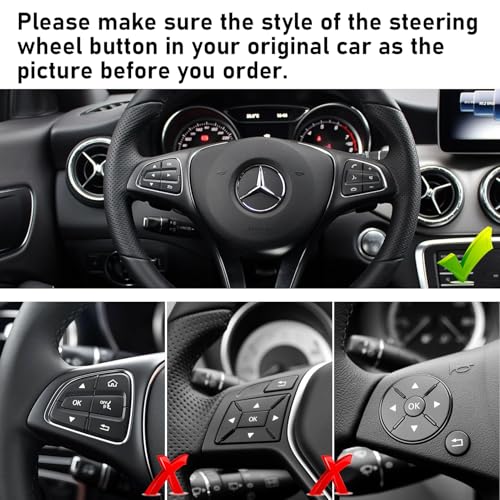Image of Moonlinks Steering Wheel Button Covers Trim Stickers Fit Mercedes Benz A | For B GLA CLA GLS GLE CLS SL Class Steering Wheel Button lnner Decoration Sticker 12PCS, Black (Model B)