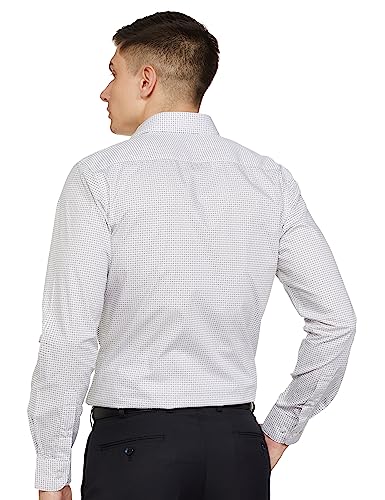 Image of Raymond Men's Pure Cotton Print Pattern Slim Fit Semi Cutaway Collar Full Sleeve Formal Shirt