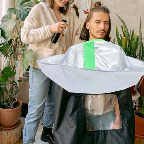 Capa para cortar cabello Baluue tamaño mediano con panel frontal verde miniatura 6