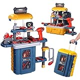 Kids Tool Bench - 79 Pieces Toy Workbench Tool Set with Electric Drill, Realistic Tools, 3 in 1 Transformable Toddler Tool Bench Construction Toy Gift for 3 4 5 6 Years Old Boys Girls