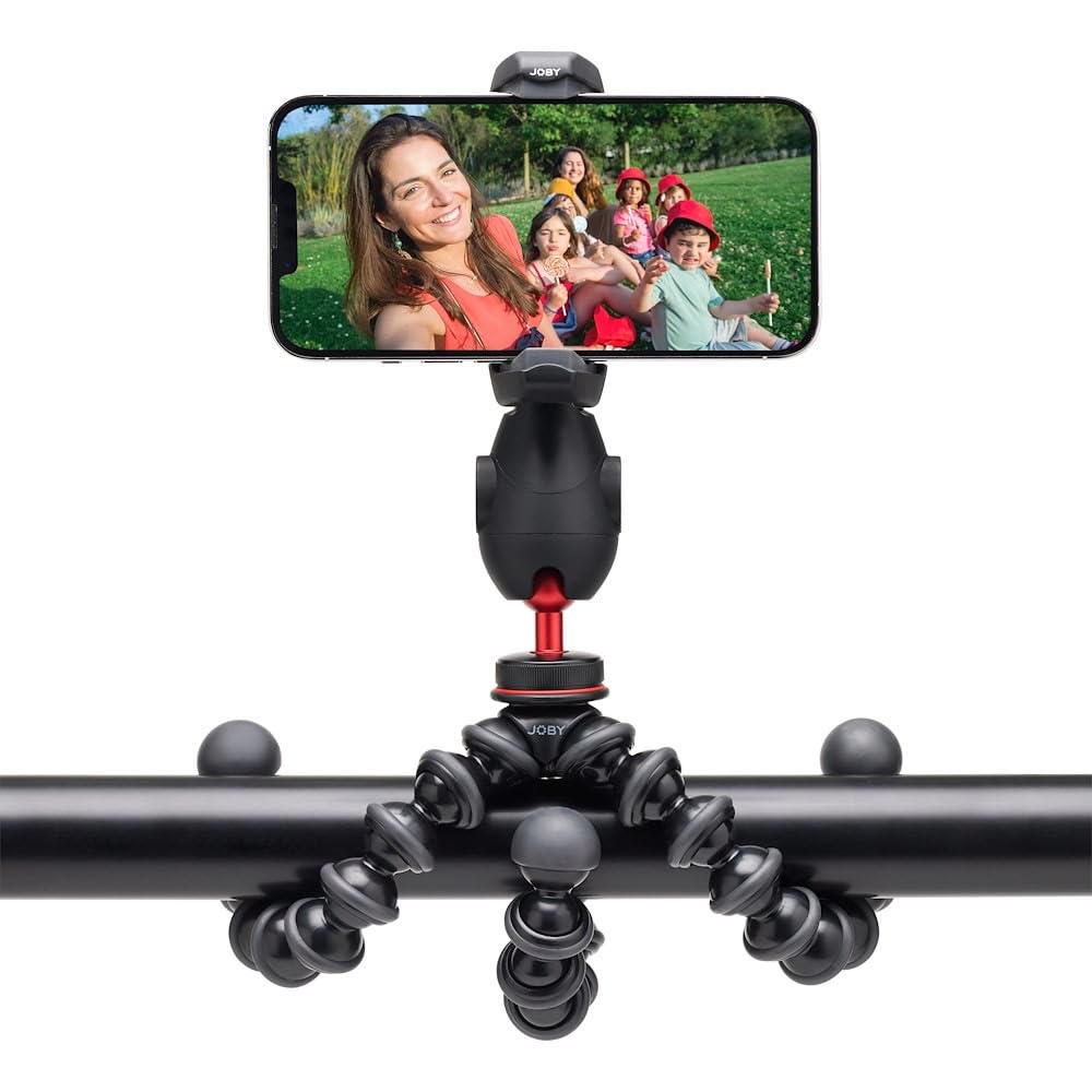 JOBY GripTight Pro 3 GorillaPod zacisk do telefonu kompatybilny z iPhone i Android, GorillaPod 1K w zestawie, elastyczne nogi, zacisk do smartfona z 2 zimnymi butami, obrót o 360°, czarny