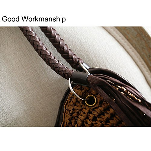 Women Straw Shoulder Bag Summer Beach Bag Tassels Tote Bag Cotton Lining Top Handle Shopper Handbag Bucket Bag4