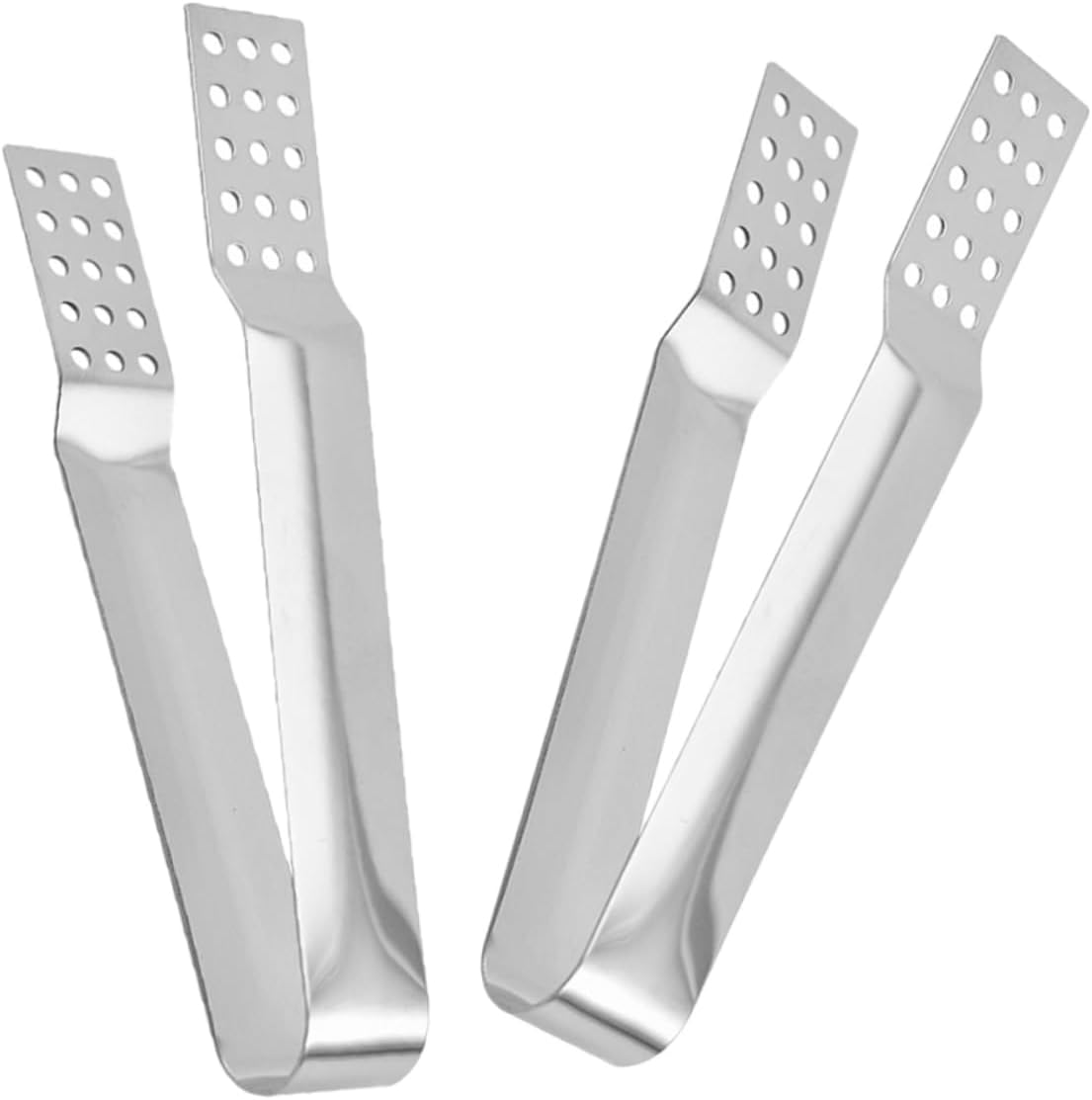 Cabilock 2pcs Stainless Steel Ice Tongs Ergonomic Multi-purpose Tool for Sugar Lemons and Food Reusable Easy to Clean for Bbqs and Kitchen Use