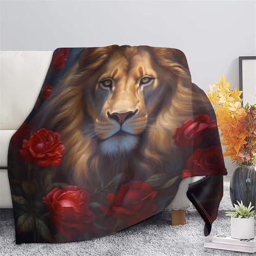 Plaid chaud lion 3D anti-froid grand format microfibre lavable - 5