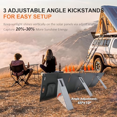 200 Watt Portable Solar Panel for Power Station, Foldable Solar Panel Solar Charger IP65 Waterproof, 200W Solar Panel Power Backup w/3 Kickstands MC4 Cable for Camping RV Blackout Off Grid Outdoor by PioneerWorks - Image 4