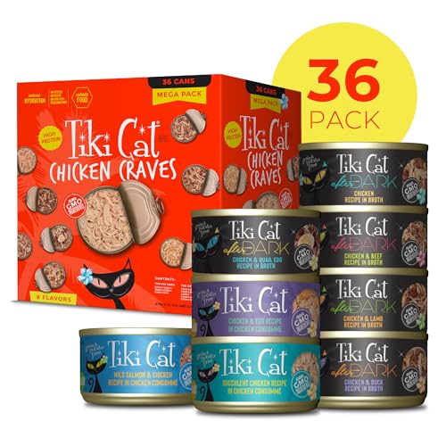 Image of Tiki Cat Wet Cat Food, Chicken Craves Mega Pack, 2.8 oz. Cans (36 Count)