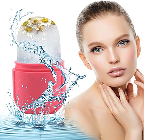 Rodillo de hielo para cara y ojo, molde de hielo de silicona para cara, masaje facial de Gua Sha, productos para el cuidado de la piel para ojos faciales, quitar líneas finas, reducir los poros Cover