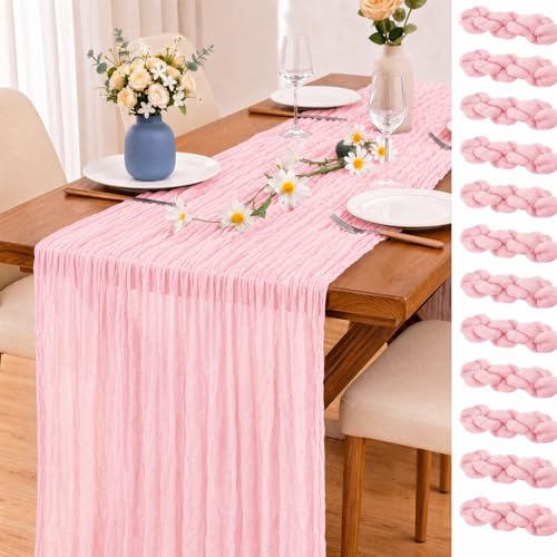 Gtiametor 12 Pack Light Pink Cheesecloth Table Runners, 20x120 Inch by Gtiametor - Used condition - US$18.19