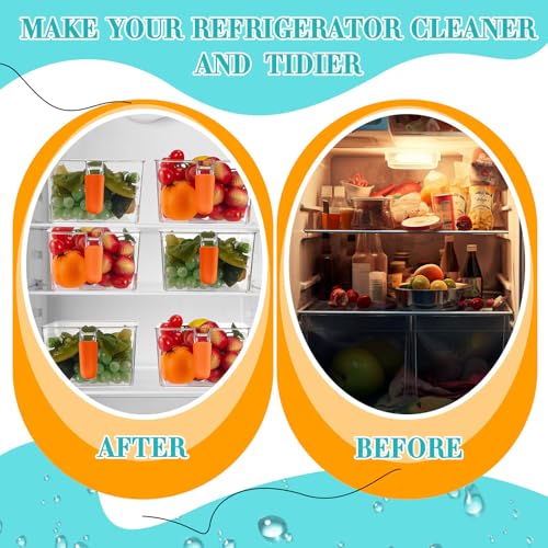 Image of Havawish Ice Storage Bin and Flexible Scoop Set Plastic Freezer Bin with Pull out Handle Storage Bucket Clear for Container with Scoop(Orange,10.83 x 7 x 4.33 in,Classic)