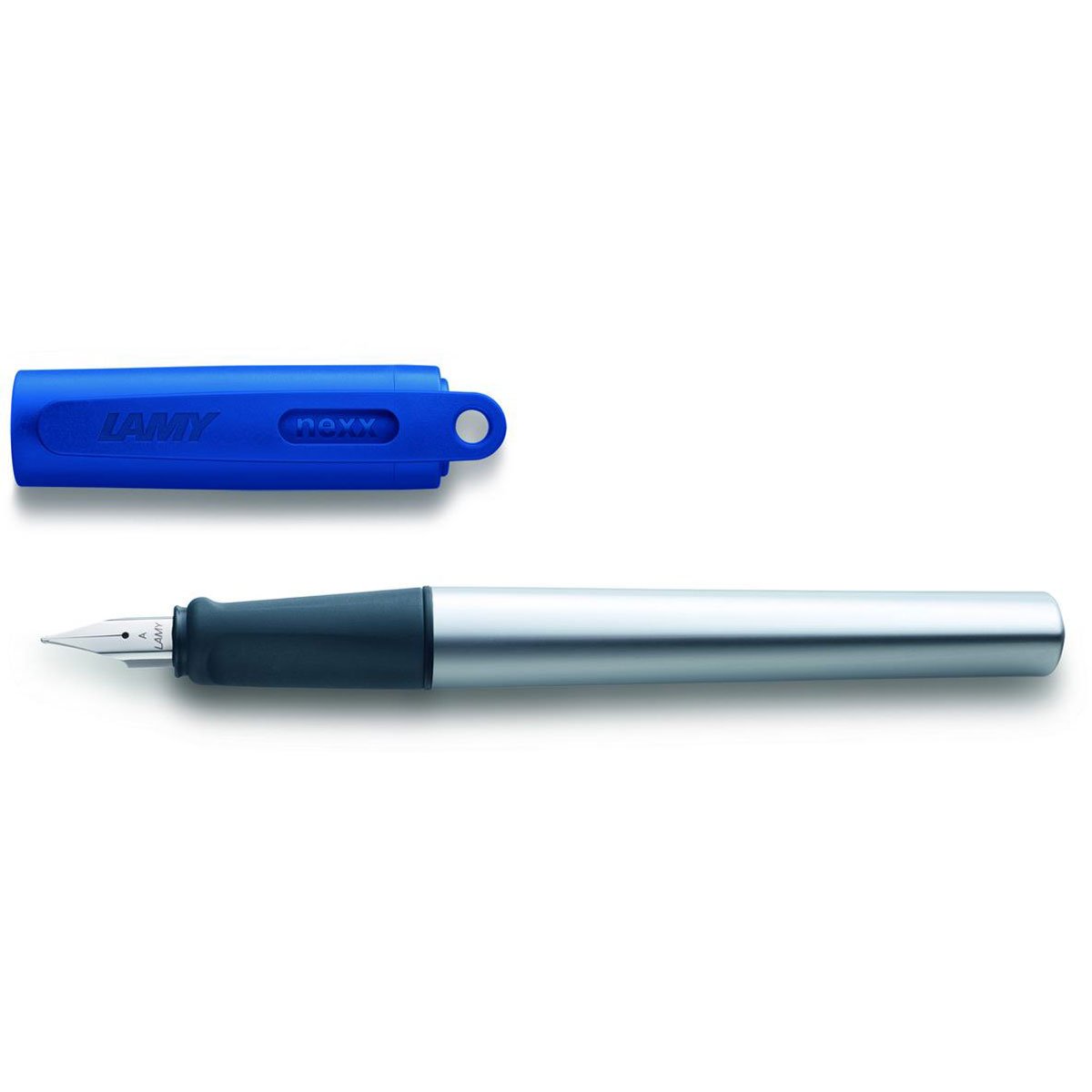 Lamynexx blue – Fountain Pen with slip-proof grip & polished steel nib in size A - triangular aluminum body - including LAMY T 10 blue cartridge - Right-Handed