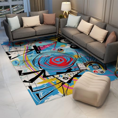 Tapis abstrait pour chambre qui ravive les sols ternes grâce au style pop art