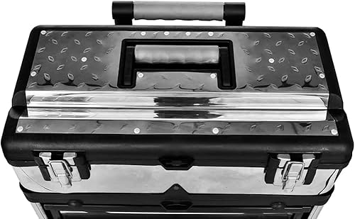 Miniatura 7 de Bopdu Caja de herramientas apilable con ruedas y 2 cajones, organizador de herramientas portátil apilable de 3 partes desmontable de 3 piezas,