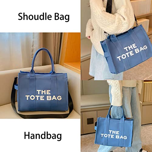 The Tote Bag For Women,Canvas Tote Bag Travel Tote Crossbody Shoulder Bag For Work Shopping Date And Vacation (Blue) #TOP3