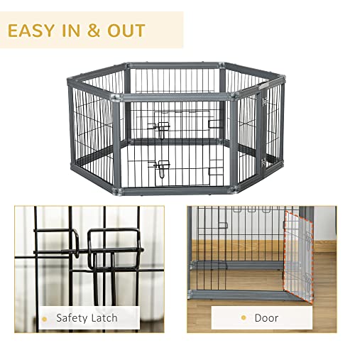 Pawhut 24.5" Heavy-Duty Pet Playpen, Foldable Dog Exercise Pen, Roomy Small Dog Fence With Door, Double Locking Latches, For Indoor Or Outdoor Use, Grey #TOP4