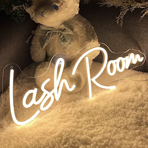 Image of Lash Room Neon Sign For Spa Beauty Room Nail Brows Lashed Salon Studio LED Wall Art Decor For Business Stores Logo Barber Shops Led Word Indoor Custom Neon Lights 5V USB Powered Warm White 40x14.55cm
