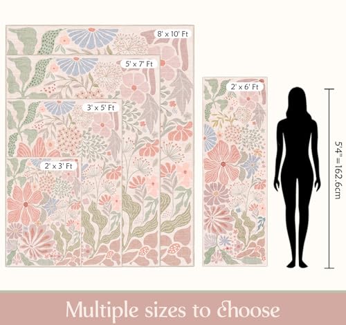 Tapete lavable MUJOO 2x3 pies floral no resbala miniatura 2