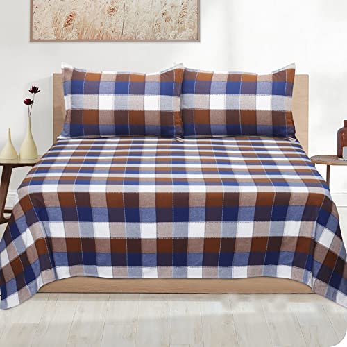 Image of AIRWILL, 200GSM Handloom Cotton Double Bedsheet with 2 Pillow Covers (Dobby Blue)