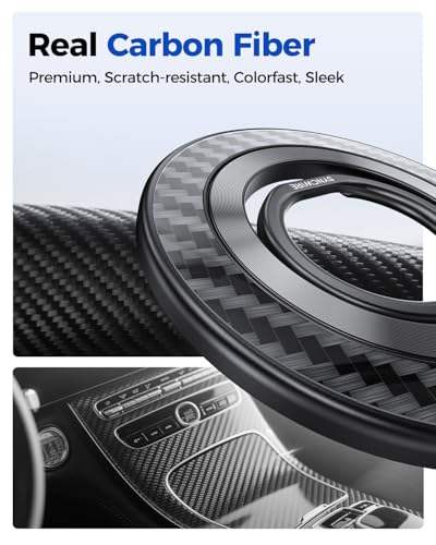 【360度回転】SYNCWIRE 両面マグネット MagSafe リング スマホリング 超强磁力 マグセーフ リング マグネット バンカーリング 超強力 薄型 角度調節可能 簡単着脱 iPhone 16 Pro Max 15 14 13 12 などに対応 アンドロイド 全機種対応 - Black Carbon Fiber