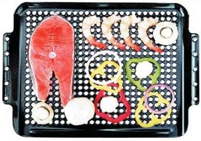 Black Porcelain Grill Topper with Stainless Steel Handles