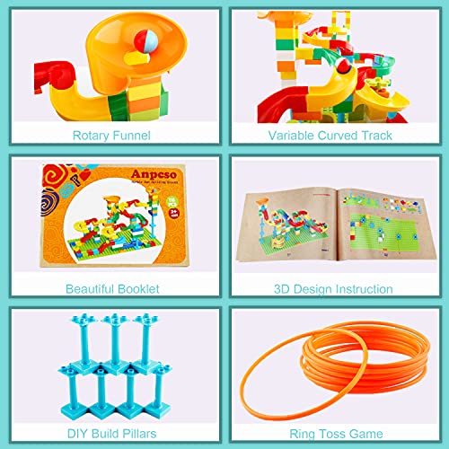 Marble Run Building Blocks, Classic Big Blocks For Kids Stem Toy Bricks Set, Marble Maze Building Toys Compatible With All Major Brands Building Brick Gift For Kids Boys Girls Toddler Age 3,4,5,6,7,8+ #TOP4