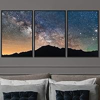 3 Piece Framed Canvas Wall Art Starry Sky Canvas Prints Home Artwork Decoration for Living Room,Bedroom - 16