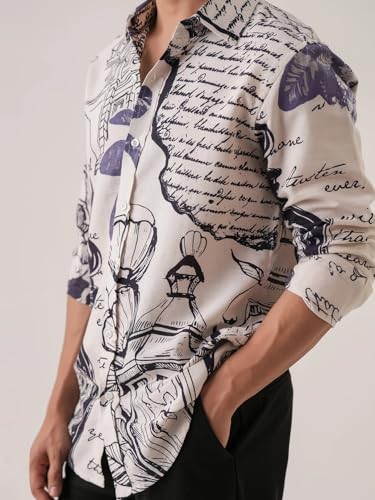 Image of Pinkmint Men Printed Cotton Flex Shirt | Stylish Designer | Regular Fit Floral & Abstract Print Shirt for Men (Available in Plus Size)