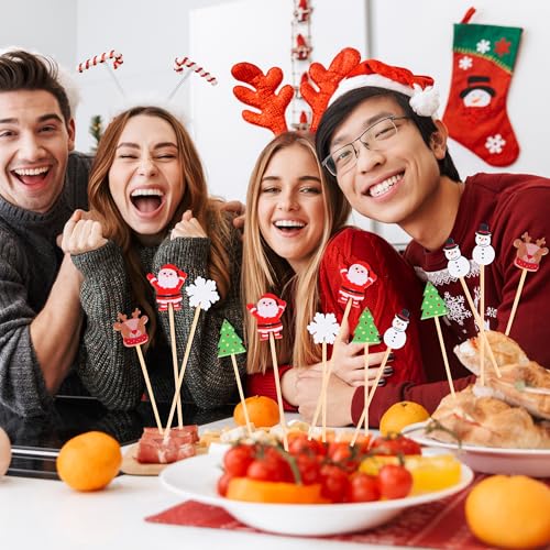 image for JtmyAota 100 Pack Christmas Toothpicks for Appetizers, 4.7 Inch Natura