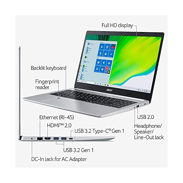 Acer Aspire 5 A515-46-R14K Slim Laptop | 15.6" Full HD IPS | AMD Ryzen 3 3350U Quad-Core Mobile Processor | 4GB DDR4 | 128GB NVMe SSD | WiFi 6 | Backlit KB | Amazon Alexa | Windows 10 Home (S mode)