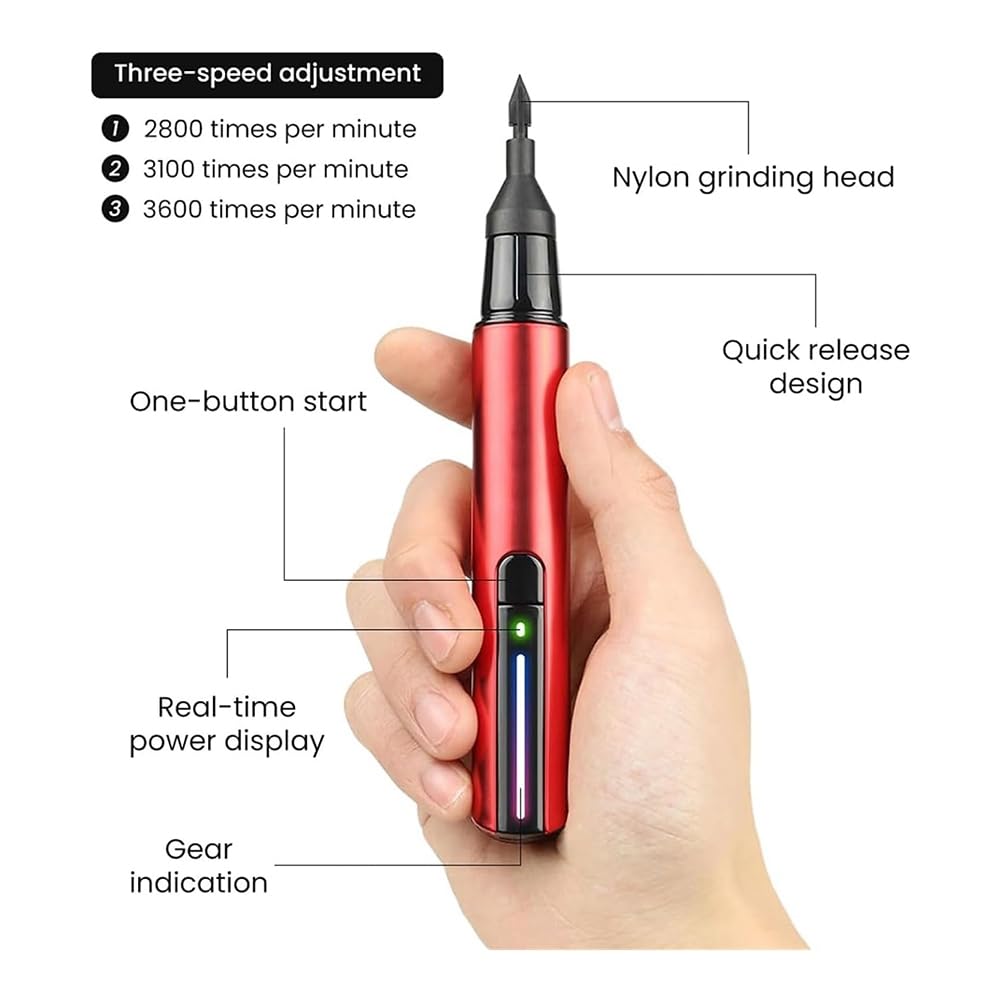 Smerigliatrice per reciproca, mini levigatrice a penna, ricarica rapida USB, penna abrasiva portatile per piccoli lavori di rettifica, fai da te