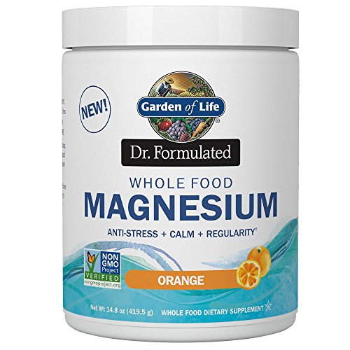 Garden of Life Dr. Formulated Whole Food Magnesium 419.5g Powder - Orange, Chelated, Non-GMO, Vegan, Kosher, Gluten & Sugar Free Supplement with Probiotics - Best for Anti-Stress, Calm & Reg