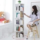 WJXBoos Bookshelf,Creative 360°Rotating Bookcase Simple Disassembly Bookshelves Simple Student Landing Rack-White 46x46x158cm(18x18x62)