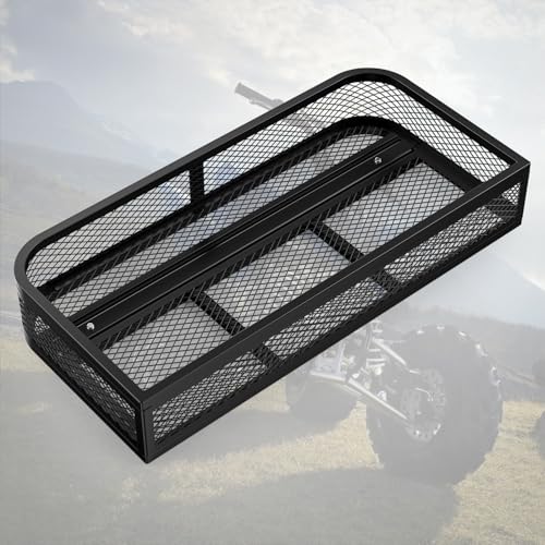 Image of Nilight ATV Front Cargo Basket, 17 inch W x 36 inch L x 6.3 inch H Racks and Baskets with Steel Mesh Frame, Heavy Duty ATV Storage Cargo Box Attachments for Luggage Carrier