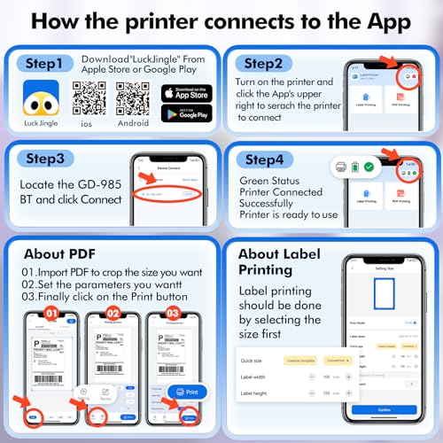 Image of Shipping Label Printer, Wireless 4x6 Label Printer for Shipping Packages & Small Business, Compatible with iPhone & Android, Windows & Mac, Bluetooth &USB Widely Used for Amazon, Shopify, USPS