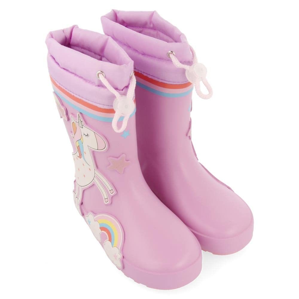 Botas de Agua Malva con Estampado de Unicornio para niña y niño kinloss