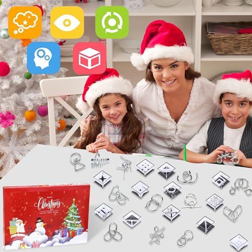 Calendrier de L'avent 2023, 24 Pièces Compte à Rebours de Noël, Casse-Tête Calendrier, Métal Puzzle, Cadeau Noel, Calendrier de L'avent Casse Tete, Surprise Calendrier du Compte à Rebours de Noël – Image 7