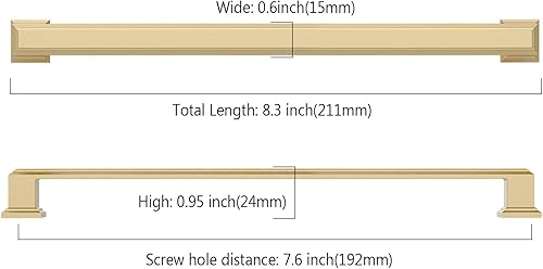 Miniatura 2 de Asidrama - Paquete de 10 manijas de gabinete de cocina de color oro cepillado de 7.5 pulgadas, accesorios para gabinetes de cocina, cajones y