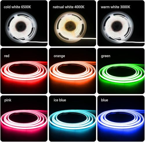 Tira de LED COB naranja 5m 12V 4mm para interiores miniatura 7