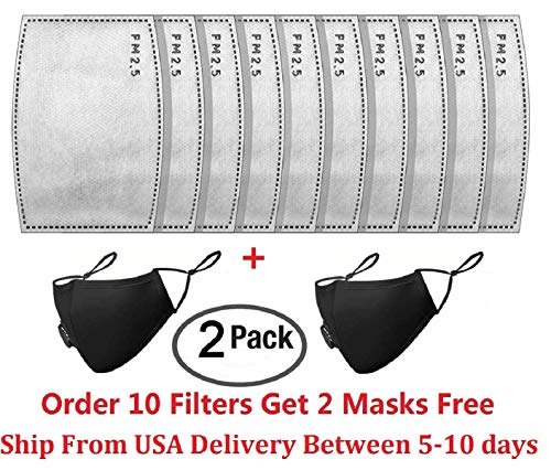 Ulikes 10Pcs PM2.5 Activated Carbon Filters Breathing for Adult Mask