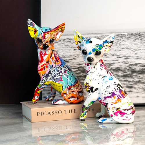 Estatua Decorativa de Perro Chihuahua en Resina miniatura 3