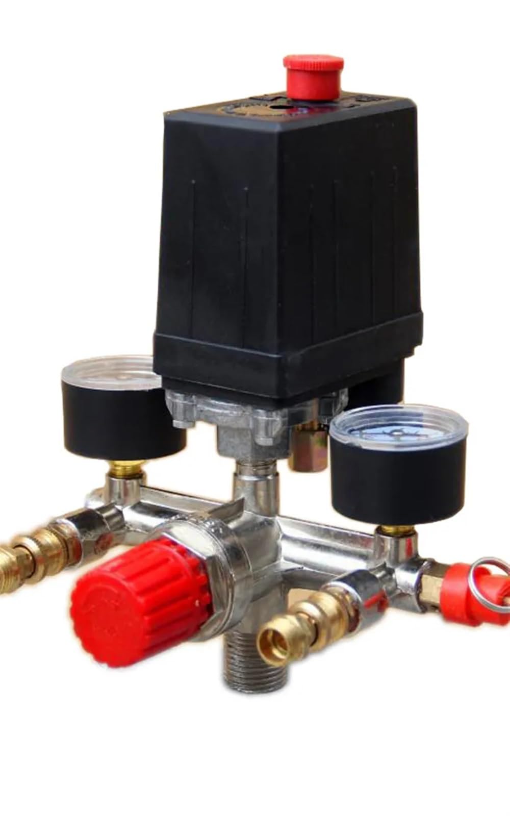 Interrupteur régulateur compresseur d'air 230V en aluminium avec double jauge