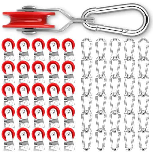30 Sets 1-3/4" Nylon Pulley and 1/4" Spring Hook for Batting Cage System